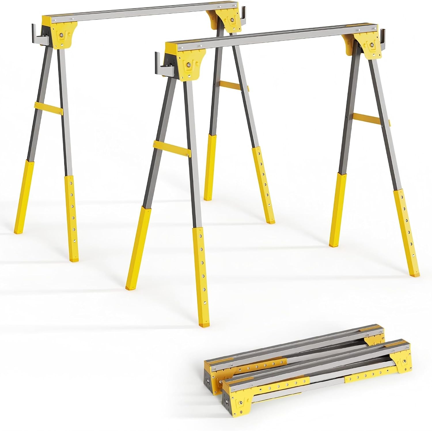 Woodworking Bench - Adjustable Height Sawhorse Two Pack, Folding