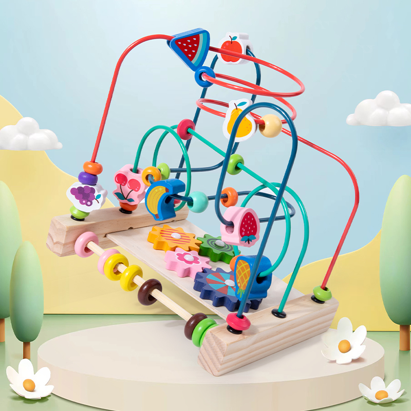 Woodworking For Kids - Montessori Toys Wooden Roller Coaster Bead