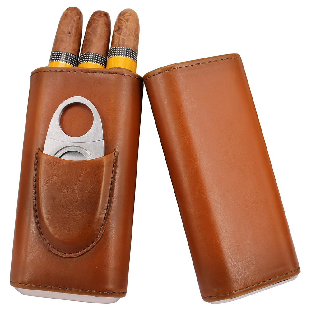 Woodworking Veneer Cutter - LMETJMA 3-Finger Leather Cigar Case with