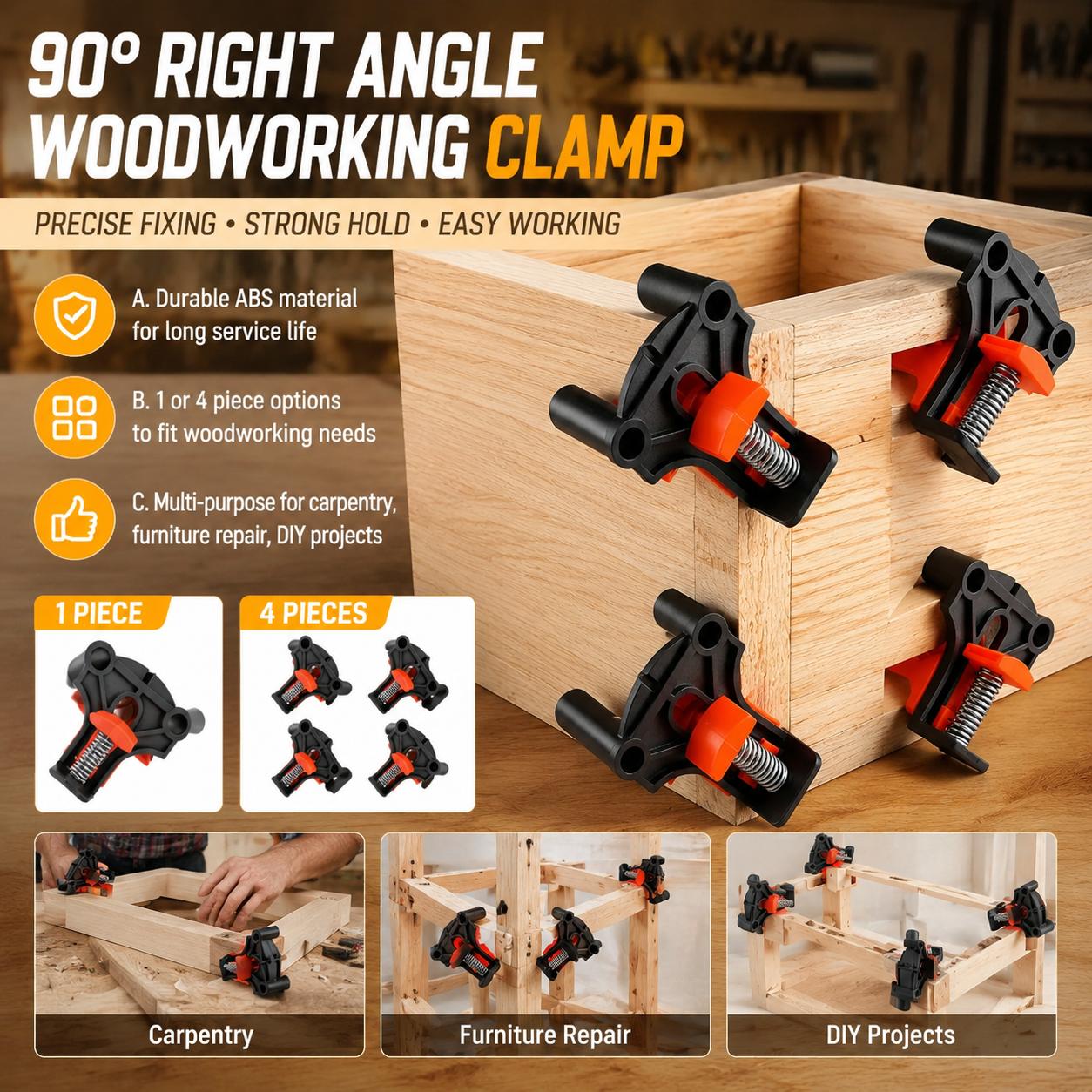 Woodworking Right Angle Clamp - Premium Woodworking Carpentry 90 Degree Right
