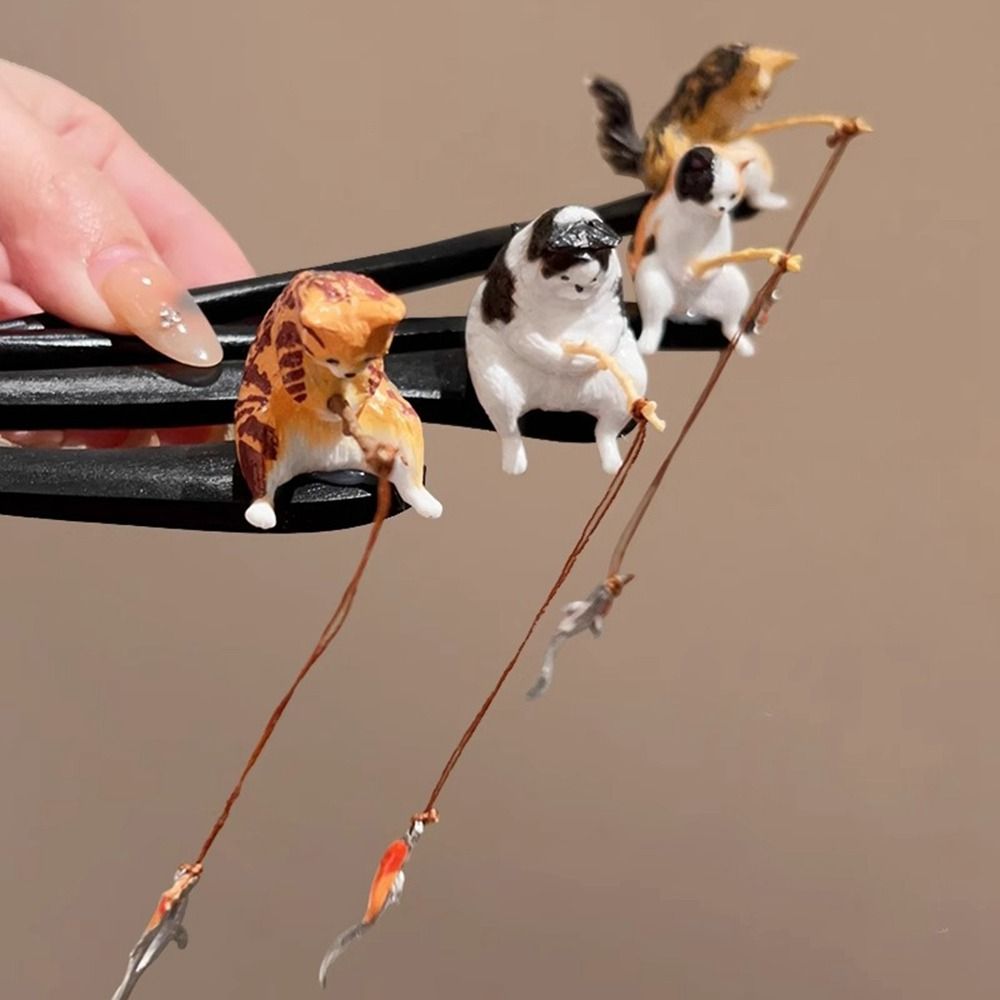 Woodworking For Kids - Cute Cat Fishing Wooden Hair Stick