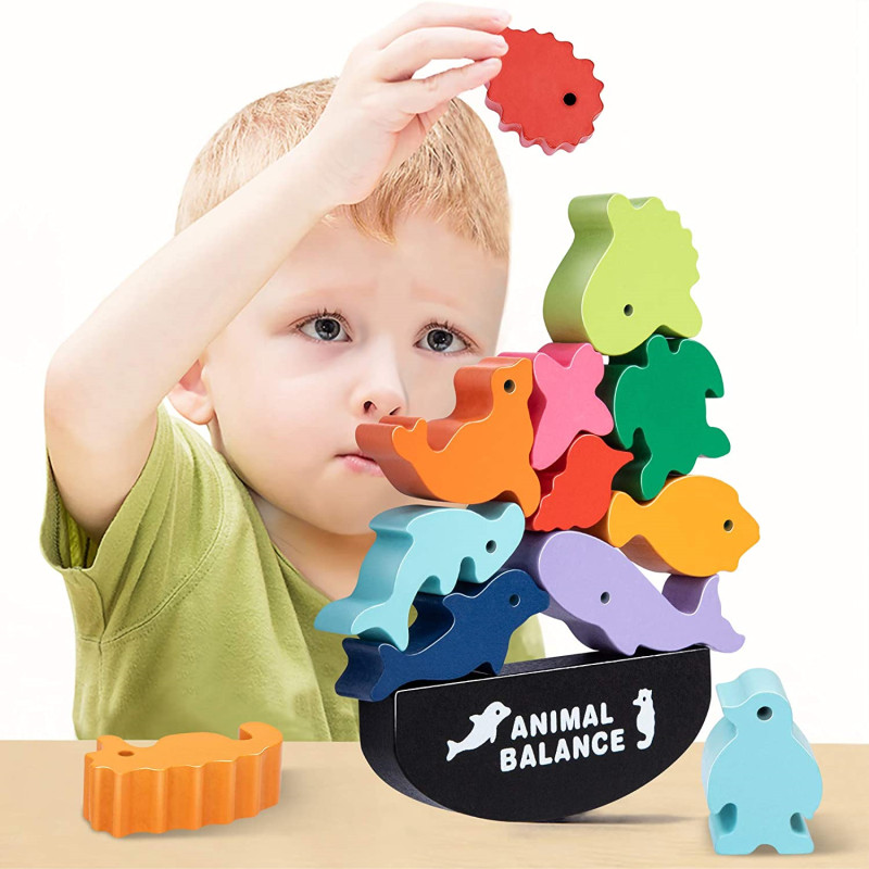 Woodworking For Kids - New Children Montessori Wooden Animal Balance