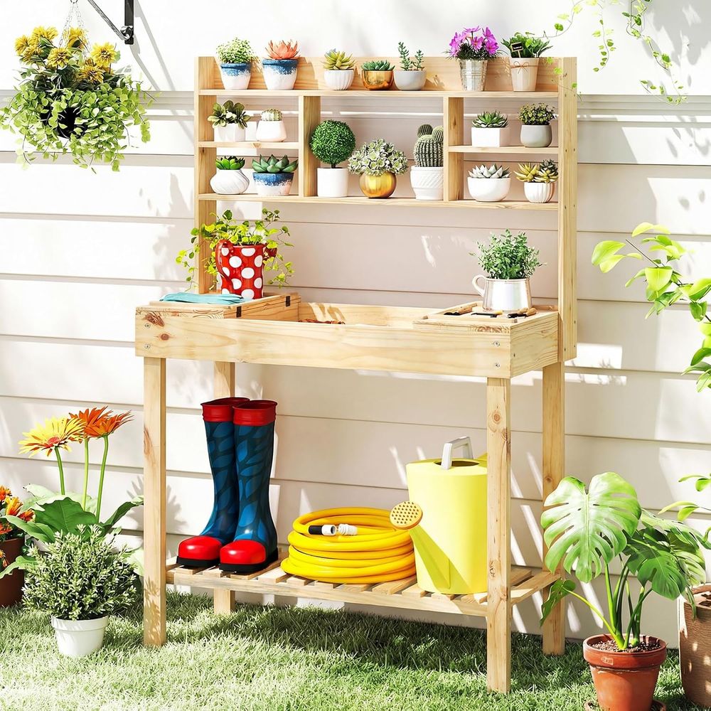 Woodworking Bench - Potting Bench Table, 60” Wood Garden