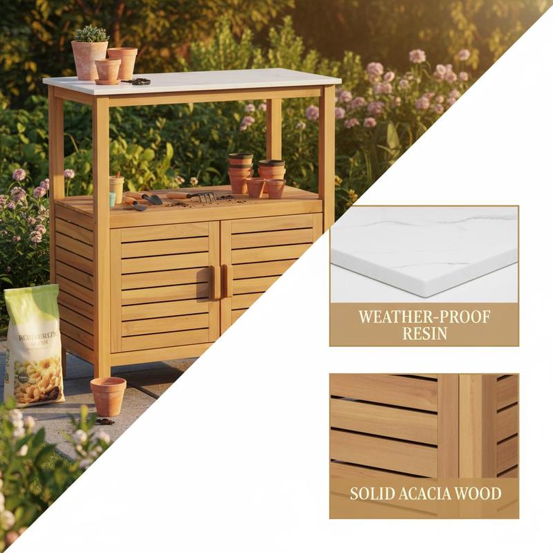 Outdoor Potting Bench Acacia W - Woodworking Bench ulasan dan harga