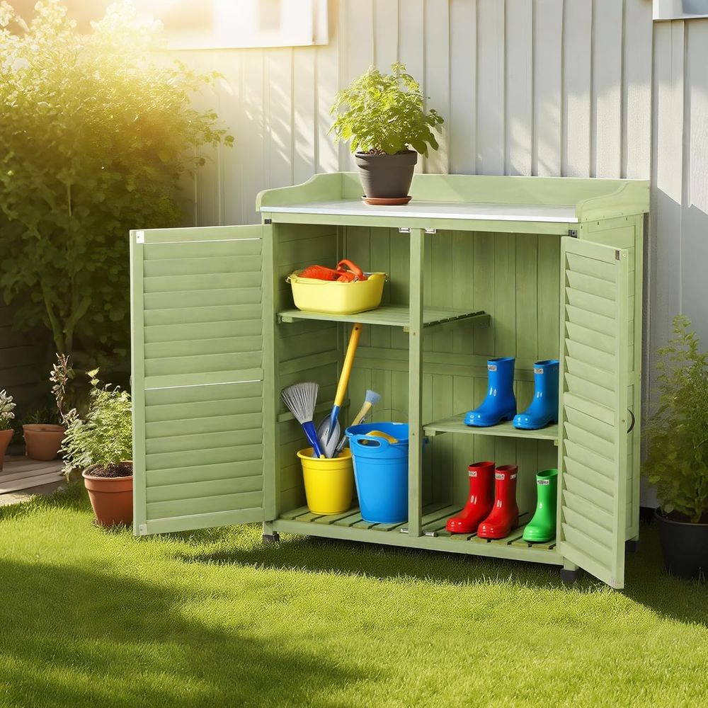 Outdoor Potting Bench with Met - Woodworking Bench ulasan dan harga