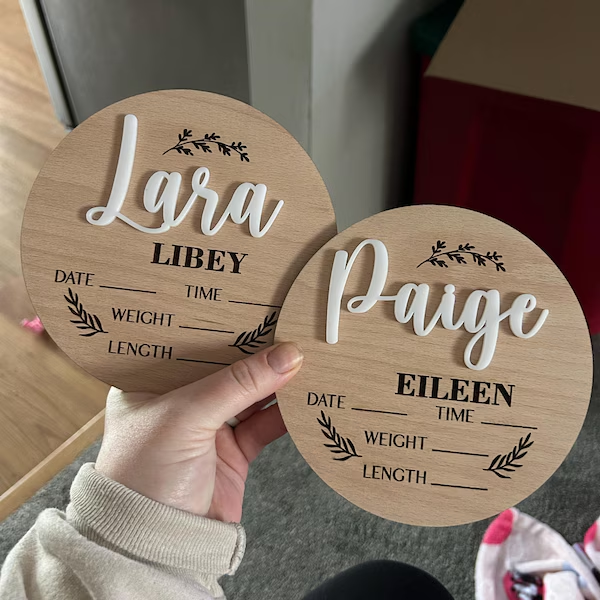 1Pc Custom Baby Announcement S - Woodworking Laser ulasan dan harga