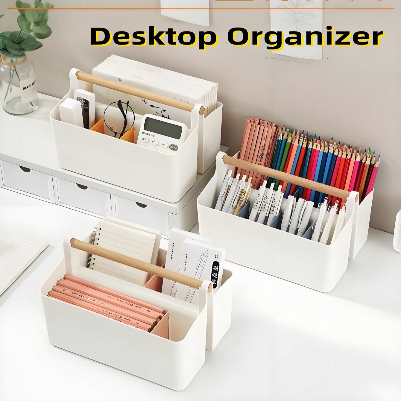 Desktop File Organizer Bin wit - Woodworking Magazine ulasan dan harga