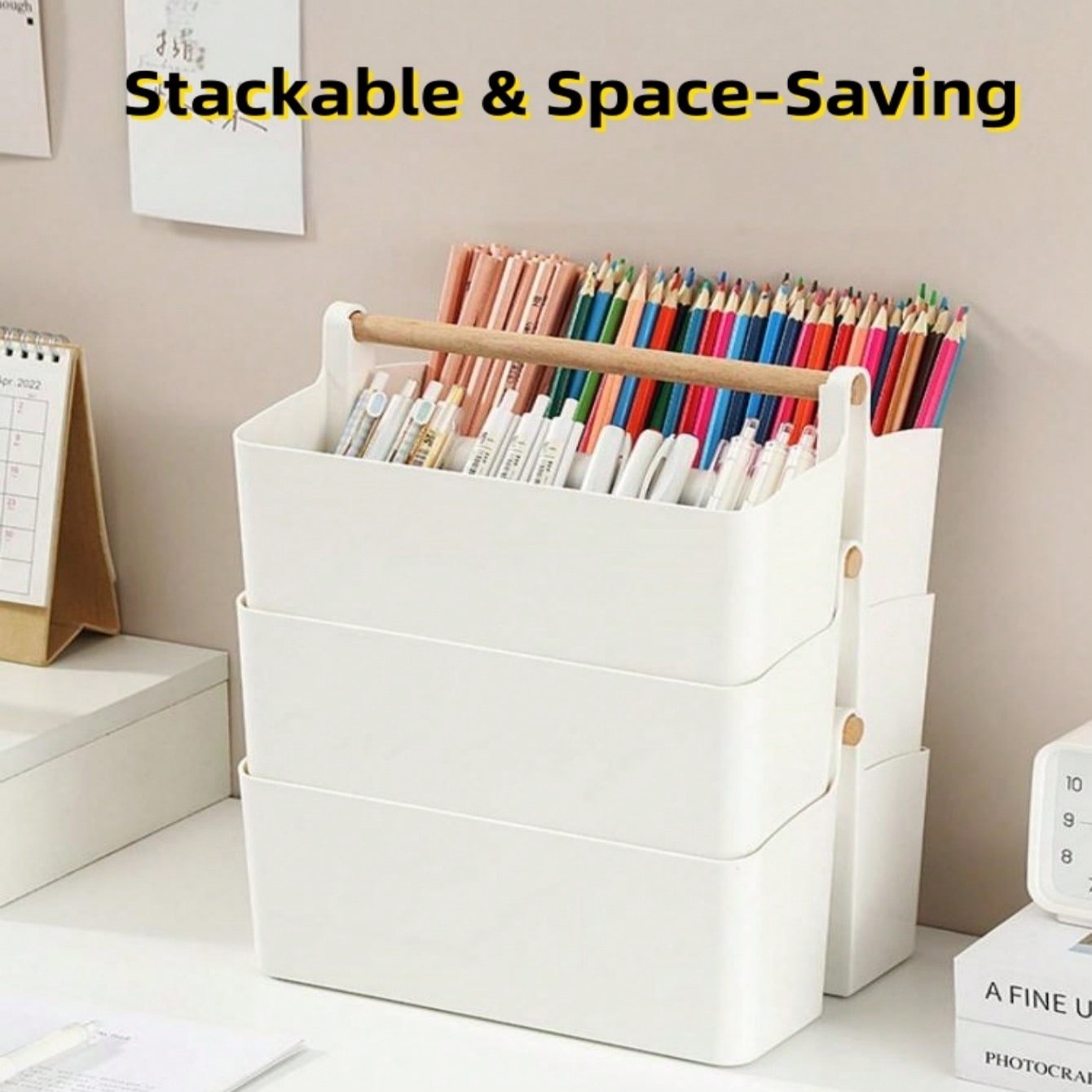 Desktop File Organizer Bin wit - Woodworking Magazine ulasan dan harga